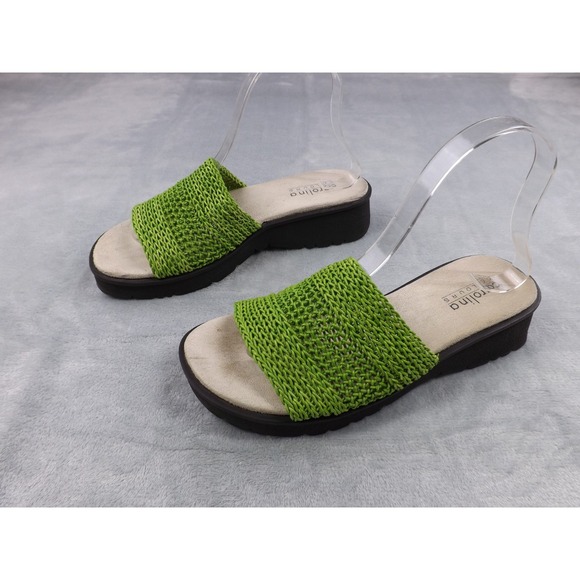 Carolina Colours Shoes - Carolina Colours‎ Sandals Women's Sz 8M Green Slip On Wedge Stretchy Woven Top